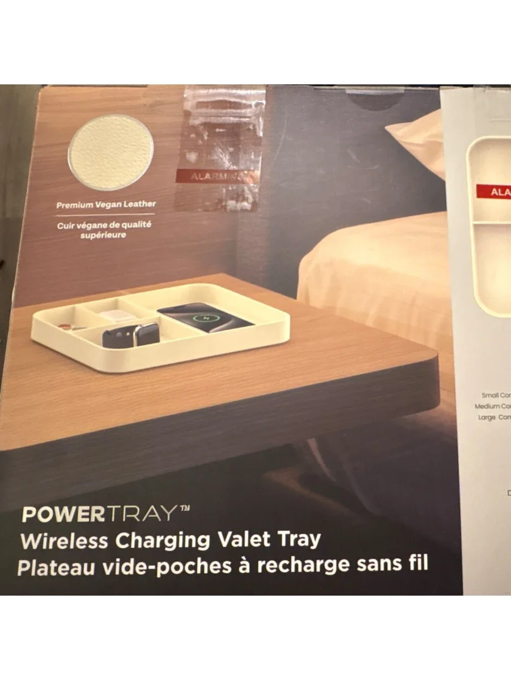 Press Play PowerTray Beige Vegan Leather Wireless Charging Valet Tray USB-C
